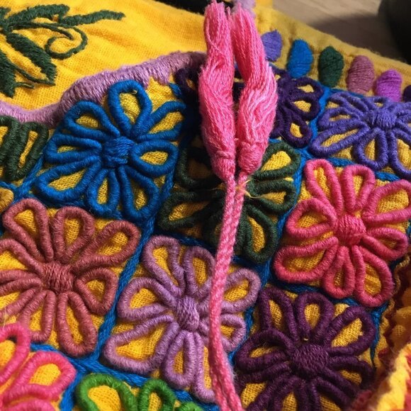 Unbranded Embroidered Mustard Yellow Peasant Top - Picture 4 of 4